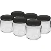 Frasco 212ml con tapa negra fi66/4 - 6uds. ['conjunto de frascos', ' frascos para mermeladas', ' frascos con tapas', ' frascos fi 66', ' frascos con tapas de 4 ganchos', ' frascos con tapas negras', ' para conservas', ' para enlatados', ' contenedor de especias', ' frasco para puré', ' frasco para miel', ' para setas en escabeche']