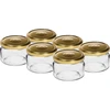 Tarro de caviar 200ml fi82/6 con tapa dorada 6uds ['tarro bajo', ' tarro de vidrio', ' tarro 200ml', ' tapa twist-off', ' tarro para mermeladas', ' contenedor de almacenamiento', ' conservas caseras', ' tarro para arenques', ' tarro para ensalada', ' tarro para postre']