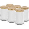 Tarro TO 300ml con tapa dorada fi66 - 6 unidades ['tarro para conservas', ' tarro 300 ml', ' tarro con tapa', ' tarro con tapa dorada', ' tarro de cocina', ' tarro de vidrio', ' tarro para objetos pequeños', ' tarro para mermelada', ' tarro para especias', ' tarro para hierbas', ' tarros con tapa', ' tarros pequeños']