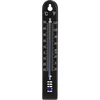 Termómetro universal (-30/50C) 17cm negro ['termómetro', ' termómetro universal', ' termómetro de plástico', ' termómetro con escala legible', ' termómetro con doble escala en °C y °F', ' termómetro para habitaciones con alta humedad', ' termómetro exterior hasta -30°C', ' termómetro resistente a la humedad', ' termómetro de color negro', ' termómetro sólido']