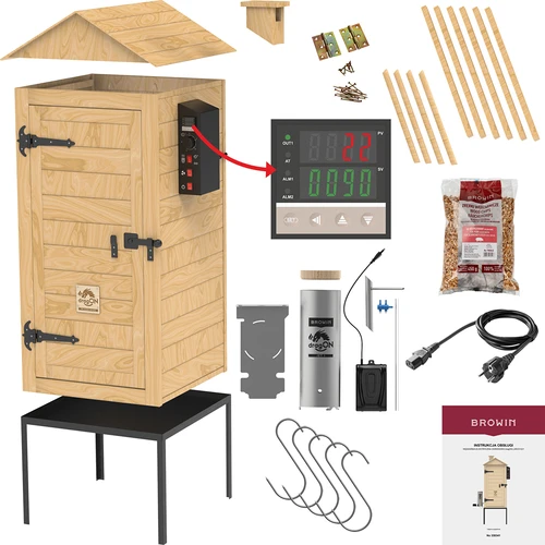 Ahumador 200 L dragON Larch E21 - de alerce, con módulo calefactor eléctrico y controlador