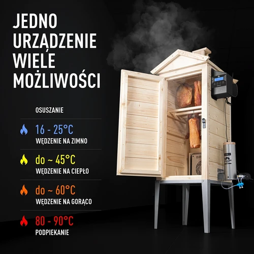 Ahumador con Wi‑Fi, 200 L - dragON WOOD 100IQ con módulo calefactor eléctrico y controlador - 5