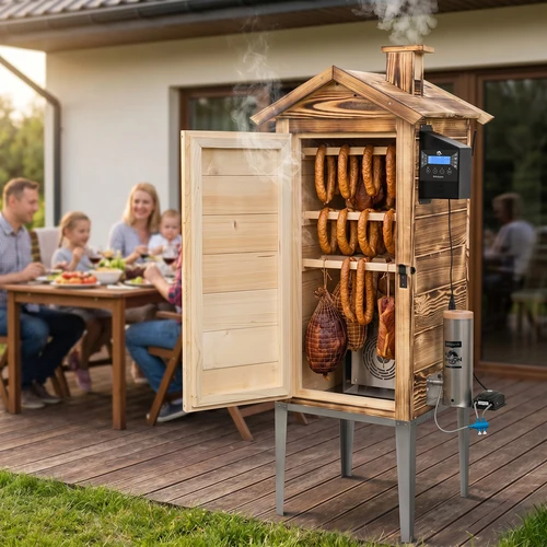 Ahumador con Wi‑Fi, 200 L - dragON WOOD 100IQ con módulo calefactor eléctrico y controlador, a leña - 12