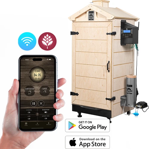 Ahumador sin marco dragON PLYWOOD NATURE con controlador Wi‑Fi, 200 L