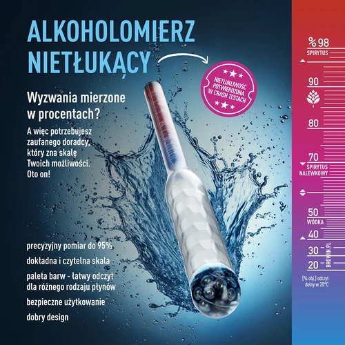 Alcoholímetro irrompible con probeta, rango de medición 20-98% - 6