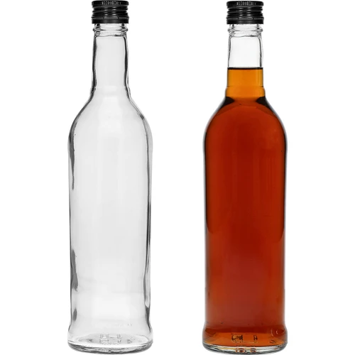 Botella 500ml Esbelta para vodka con tapa negra 6uds - 5