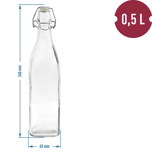 Botella Cuadrada con cierre hermético 500ml - 2