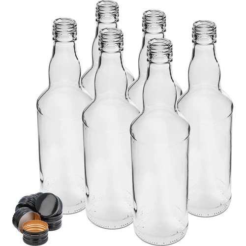 Botella de 500 ml para vodka, con tapón de rosca negro, 6 uds. - 2