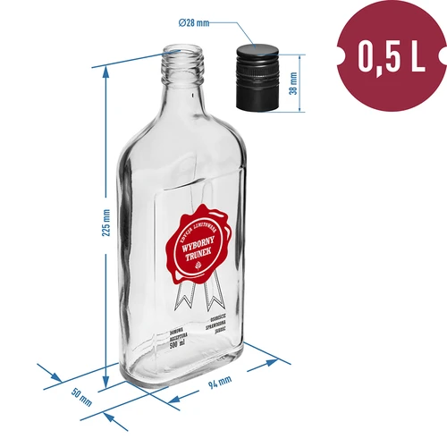 Botella de 500 ml con tapón de rosca, impresión «Wyborny Trunek», 1 ud. - 6