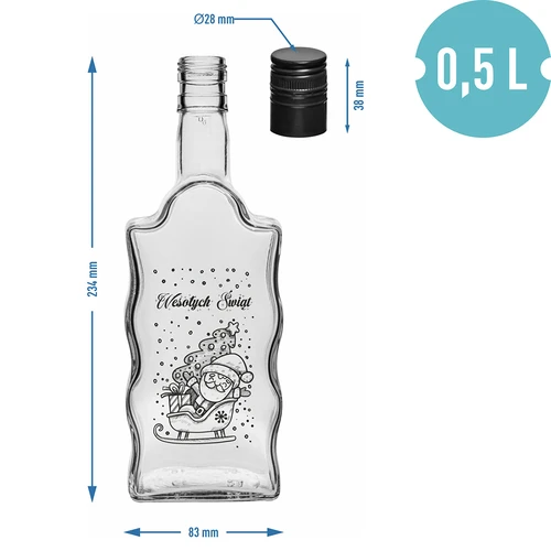 Botella Klasztorna 500 ml con tapón de rosca, motivo «Papá Noel», 1 ud. - 5