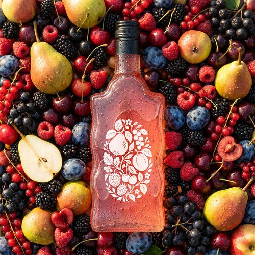 Botella Klasztorna 500 ml con tapón de rosca y estampado «Frutas», diseño 1 - 6
