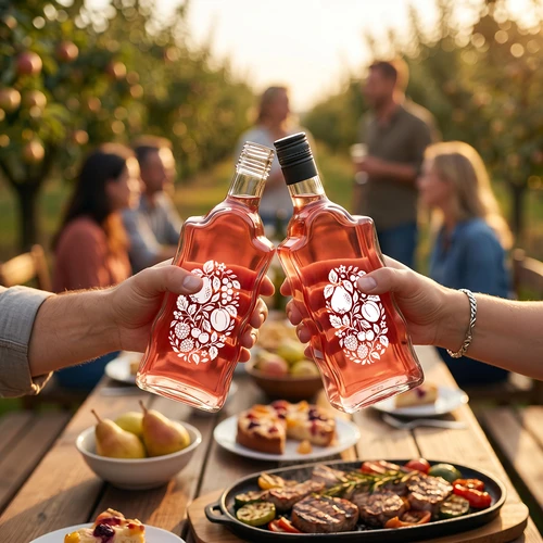 Botella Klasztorna 500 ml con tapón de rosca y estampado «Frutas», diseño 1 - 7