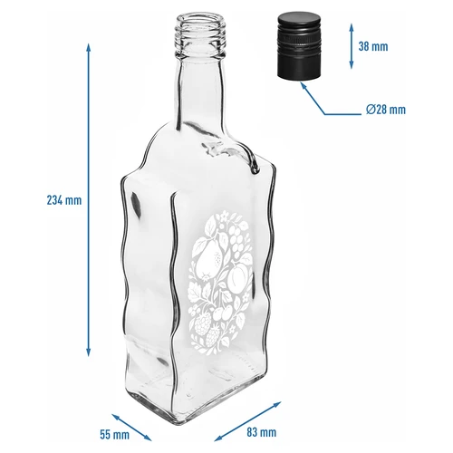 Botella Klasztorna 500 ml con tapón de rosca y estampado «Frutas», diseño 1 - 5