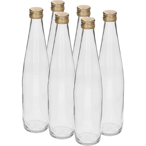 Botella Klubowa 500 ml con tapón dorado de rosca, pack de 6 unidades