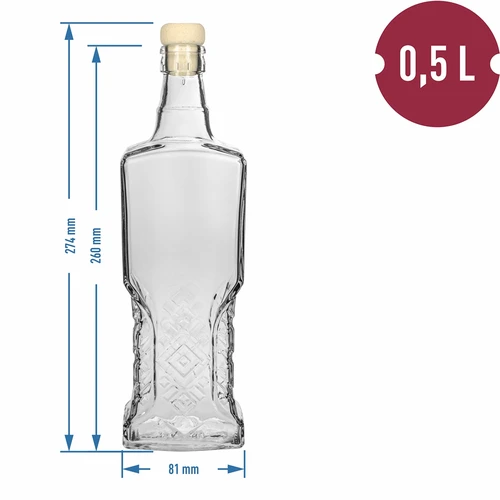 Botella Kredensowa 500 ml con tapón de corcho - 5