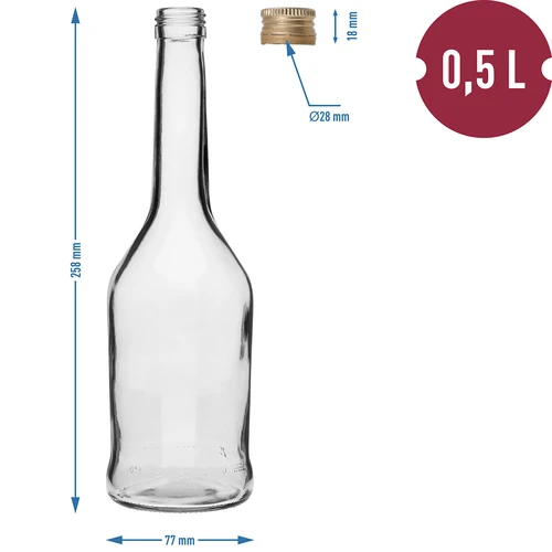 Botella Napoleón 500ml con tapón fi28, 6uds - 7