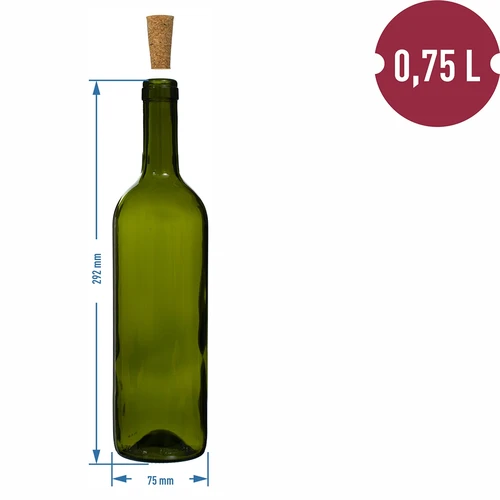 Botella Oliva para vino 750ml - paquete de 8 unidades - 6