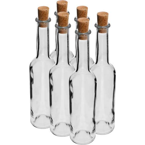 Botella para licor 350ml 6uds.+ 6 corchos