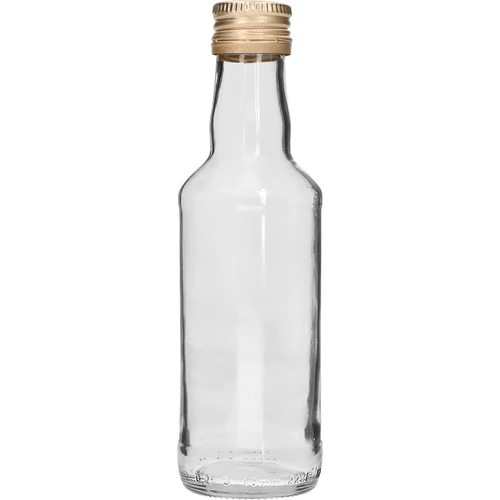 Botella licorera 200 ml, con tapón dorado a rosca Ø 28, 1 ud.