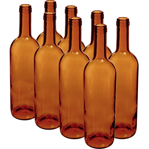 Botella para vino 750ml marrón - paquete de 8 unidades