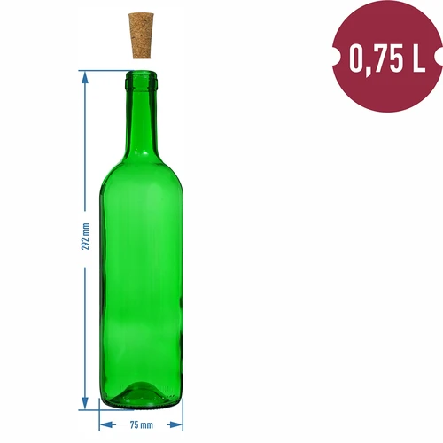 Botella para vino 750ml verde - paquete de 8 unidades. - 6