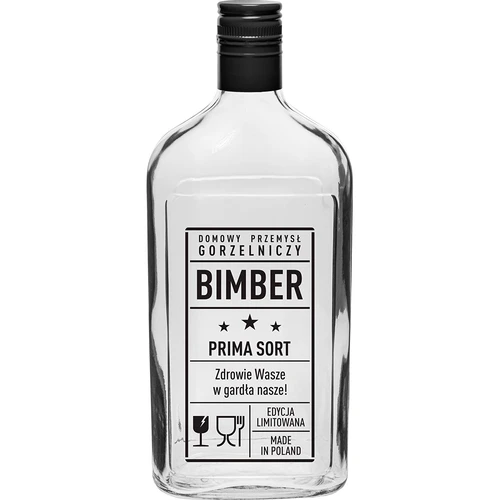 Petaca 500 ml con tapón de rosca, estampado «Bimber PRL», 1 ud.