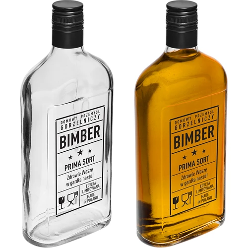 Petaca 500 ml con tapón de rosca, estampado «Bimber PRL», 1 ud. - 4