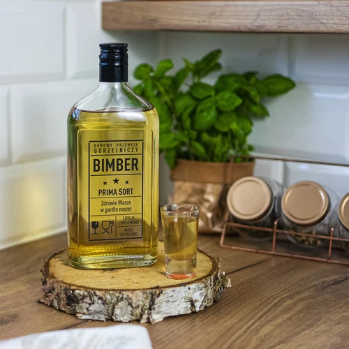 Petaca 500 ml con tapón de rosca, estampado «Bimber PRL», 1 ud. - 6