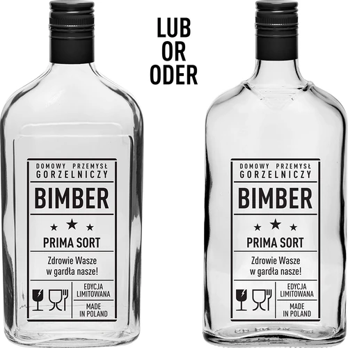 Petaca 500 ml con tapón de rosca, estampado «Bimber PRL», 1 ud. - 2