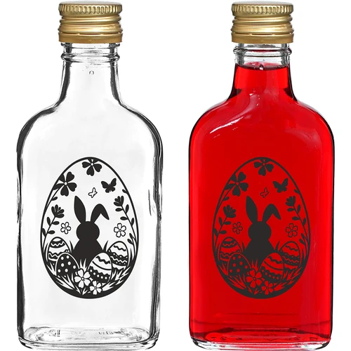 Botella tipo petaca 200 ml con tapón de rosca, estampado «Huevo de Pascua», 1 ud.