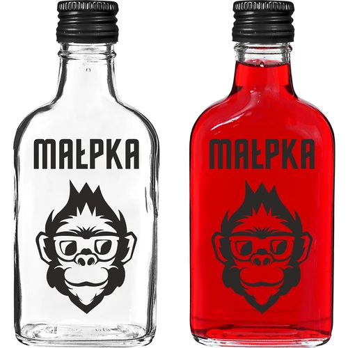 Botella tipo petaca 200 ml con tapón de rosca, estampado «Monito», 1 ud.