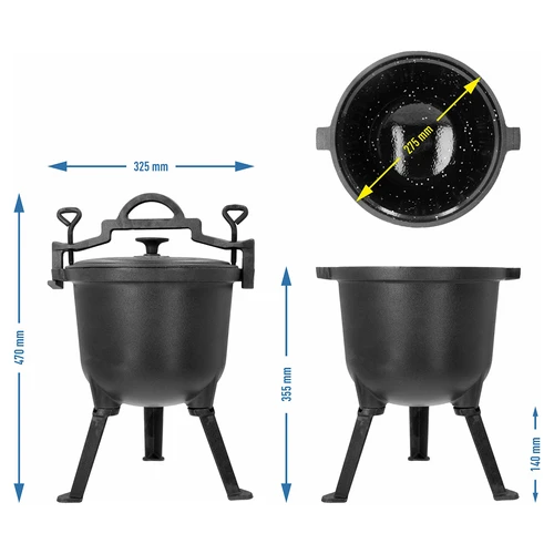 Caldero de cazador de hierro fundido con interior esmaltado, 8 L - 5