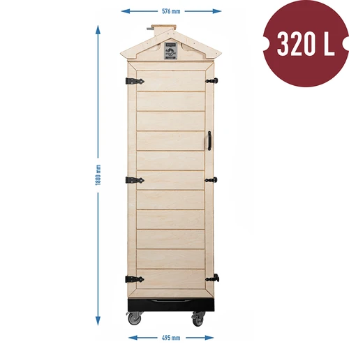 Cámara de ahumado de contrachapado certificado, sin bastidor, 320 L, con ruedas - 4