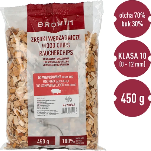 Virutas para ahumar y asar cerdo a la parrilla - mezcla (70% aliso, 30% haya), 450 g, clase 10 - 3