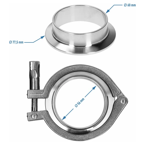 Conector Tri-Clamp completo 77,5 x 60 mm - 5