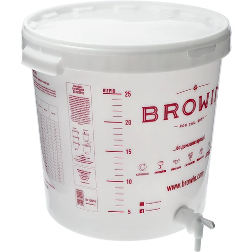 Contenedor de fermentación 30L con tapa, grifo y tubo UA - 3