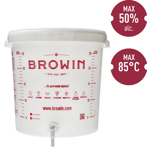 Contenedor de fermentación 30L con tapa, grifo y tubo UA - 6