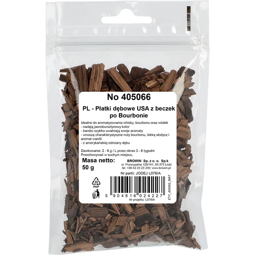Copos de roble americano, muy tostados, de barriles de bourbon, 50 g - 2