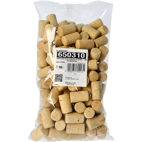 Corcho natural cilíndrico fi22 mm -100uds.aglomerado - 2