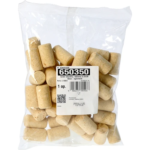 corcho natural, cilíndrico fi22 mm - 50uds.aglomerado - 2