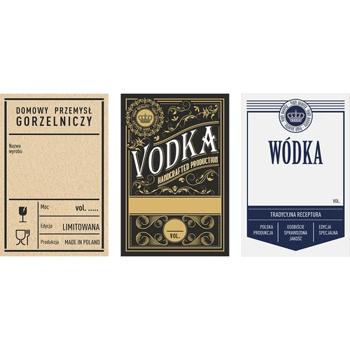 Etiquetas vodka - MIX 60/90mm autoadhesivas. 20 piezas