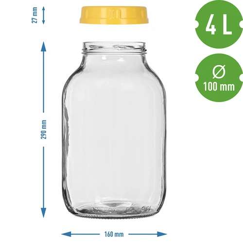 Frasco twist-off 4 L y tapa de plástico fi 100 con asa - 7