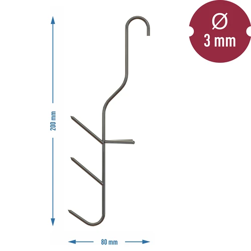 Ganchos para ahumar pescado - triples, 5 piezas - 3