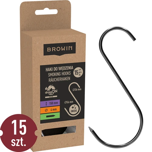 Ganchos para ahumar - tipo S, afilados 4 mm x 150 mm, 15 uds.