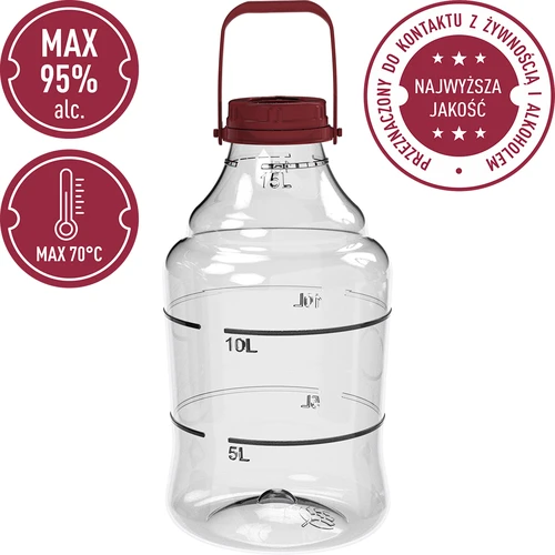 Garrafa para vino ligera, irrompible, con asa, 15L - 5