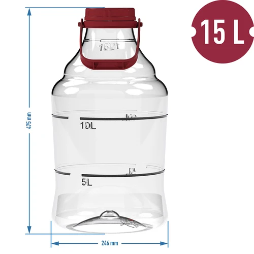 Garrafa para vino ligera, irrompible, con asa, 15L - 6