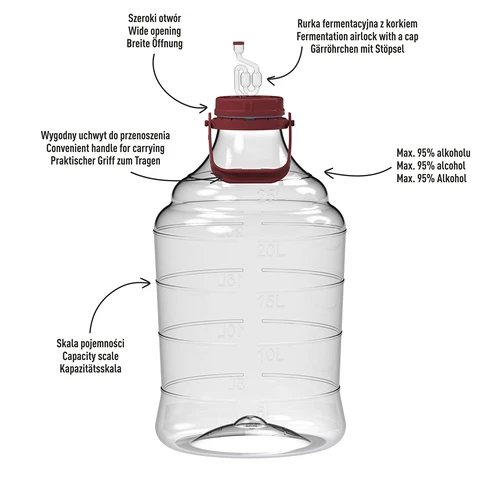 Garrafa para vino ligera, irrompible, con asa, 25L - 4