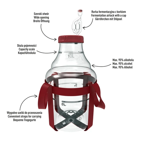 Globo para vino ligero, irrompible, con correas, 10L - 4
