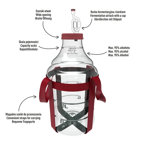 Globo para vino ligero, irrompible, con correas, 20L - 4