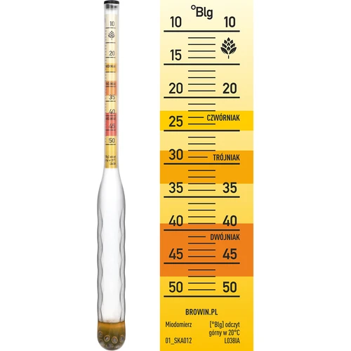 Hidrómetro irrompible con tubo de ensayo, rango de medición 10-50°Blg - 3